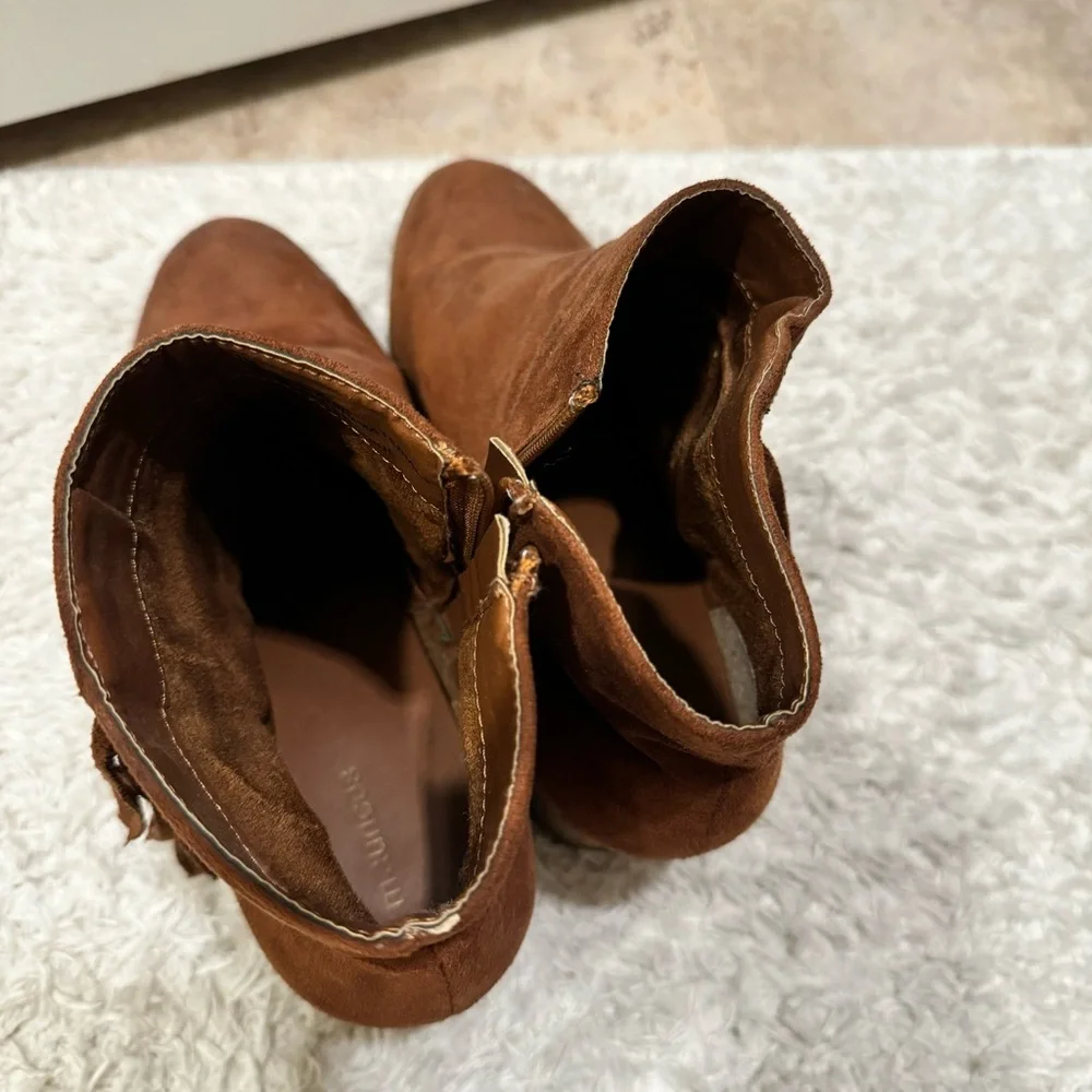 Brown Maurices Fringe Booties